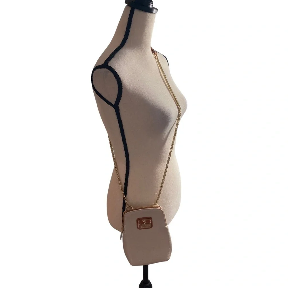 Valentina Pebbled Leather Crossbody Bag Purse Off-White Cream